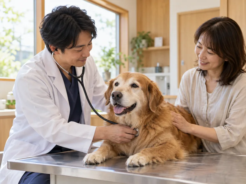 シニア犬を優しく診察するイメージ